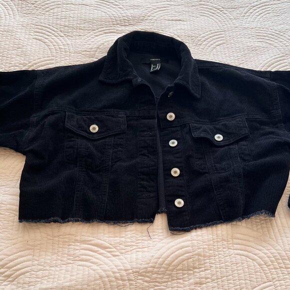 Forever 21 Black Cropped Corduroy Jacket - Picture 6 of 7